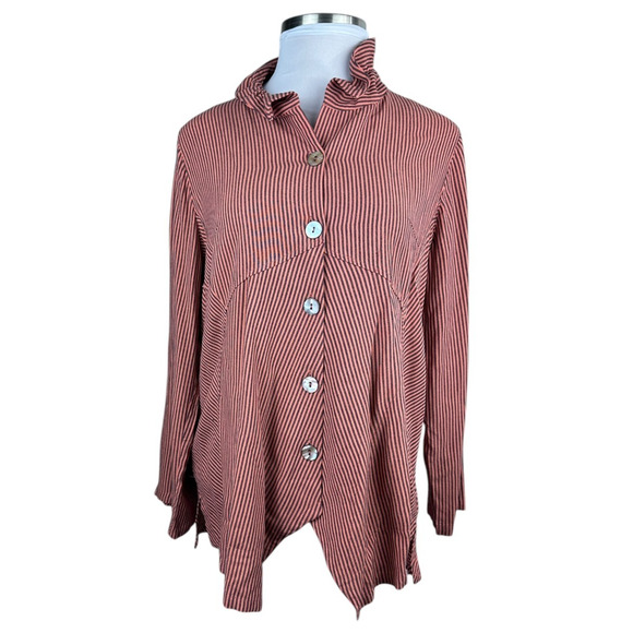 Soft Surroundings Sasha Orange Stripe Button Up Tunic Top Plus Size 1X Lagonlook - Picture 5 of 12